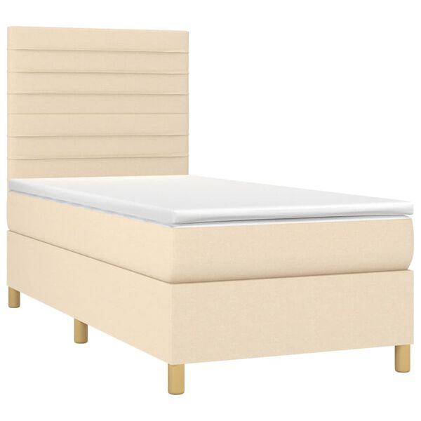 vidaXL Boxspringbett mit Matratze Creme 100x200 cm Stoff