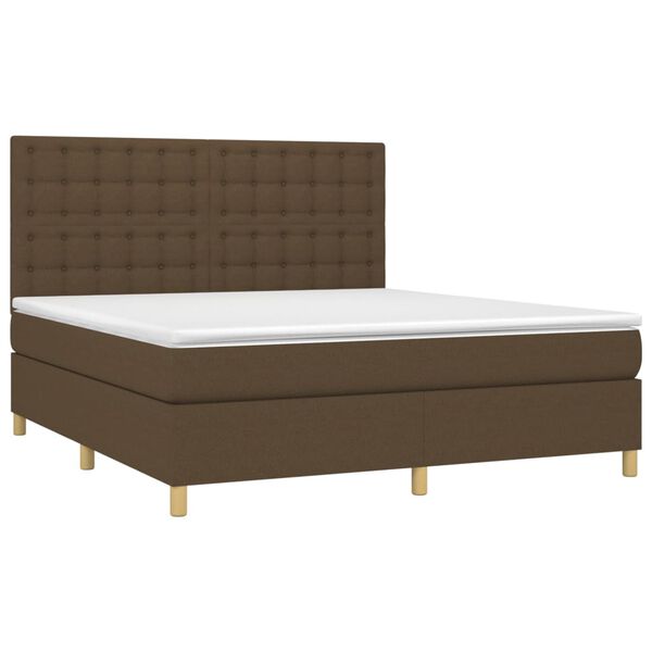 vidaXL Boxspringbett mit Matratze & LED Dunkelbraun 160x200 cm Stoff