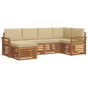 vidaXL Outdoor-Sofagarnitur 6 stk. Natur und Beige Polyester