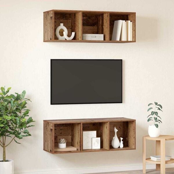 vidaXL TV-Schrankset 2 pcs Altholz 37 x 37 x 107 cm Holzwerkstoff