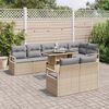 vidaXL Garten-Sofa-Set mit Kissen 9 pcs Beige und Hellgrau Poly-Rattan