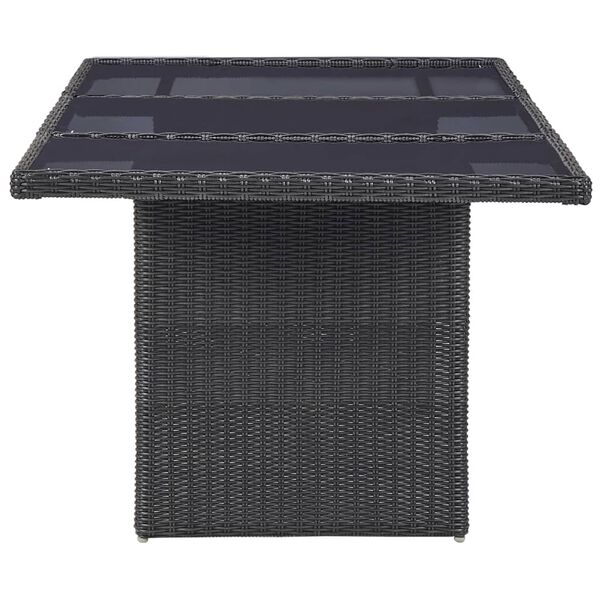 vidaXL 11-tlg. Garten-Essgruppe Poly Rattan Schwarz