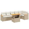 vidaXL 7-tlg. Garten-Sofagarnitur mit Kissen Beige Poly Rattan