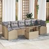 vidaXL Gartensofa-set mit Kissen mit Speicher 8 pcs Beige Poly Rattan