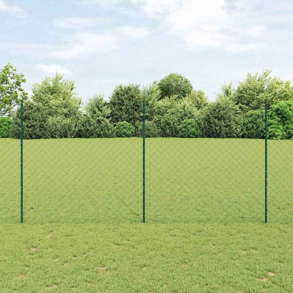 vidaXL Zaun mit Pfosten Gr&uuml;n 1,5 x 25 m Stahl