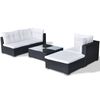 vidaXL 5-tlg. Garten-Lounge-Set mit Auflagen Poly Rattan Schwarz