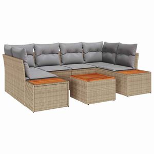 vidaXL Gartensofa-set mit Kissen 6 pcs Beige Poly Rattan