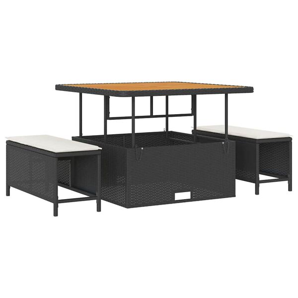 vidaXL Garten-Sofa-Set mit Kissen mit Speicher 8 pcs Schwarz und Creme