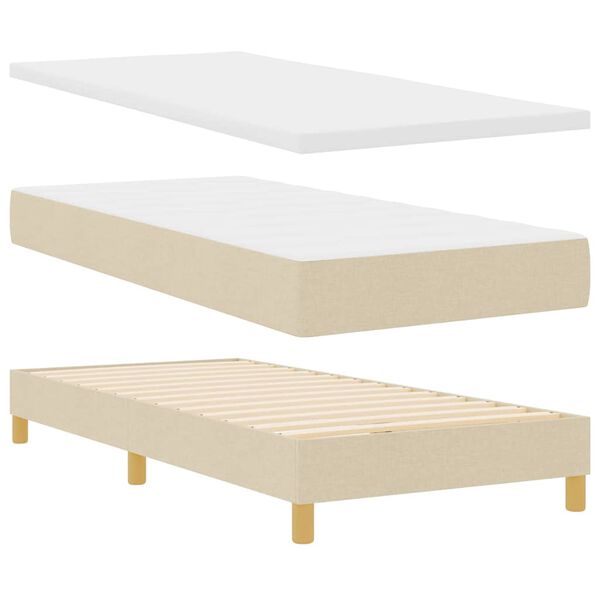 vidaXL Boxspringbett mit Matratze Creme 190 x 90 cm Polyester