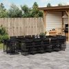vidaXL 15-tlg. Garten-Essgruppe mit Kissen Schwarz Poly Rattan