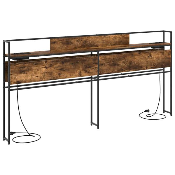 vidaXL Stauraum-Kopfteil mit Regal R&auml;uchereiche 200 cm Holzwerkstoff