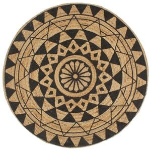 vidaXL Teppich Handgefertigt Jute Schwarzer Druck 90 cm