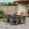 vidaXL 7-tlg. Garten-Essgruppe mit Kissen Grau Poly Rattan
