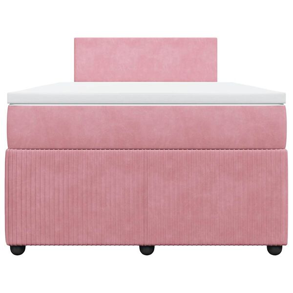 vidaXL Boxspringbett mit Matratze Rosa 120x190 cm Samt