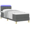 vidaXL LED Boxspringbett mit Matratze Dunkelgrau 80 x 200 cm Stoff