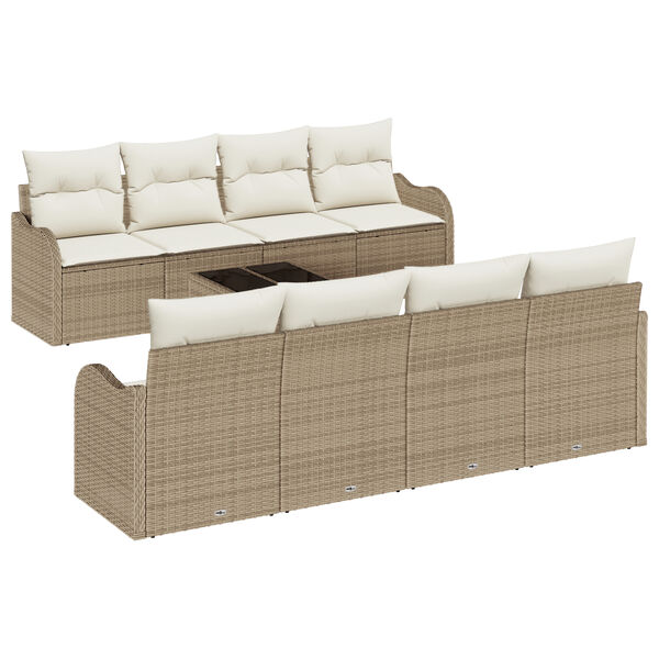 vidaXL Gartensofa-set Beige 55 x 55 x 37 cm Poly-Rattan
