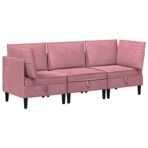 vidaXL Wohnzimmergarnitur 3 stk. Rosa Samt