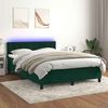 vidaXL Boxspringbett mit Matratze & LED Dunkelgr&uuml;n 140x190 cm Samt