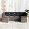 vidaXL Garten-Sofa-Set mit Kissen mit Speicher 6 pcs Grau Poly Rattan