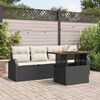 vidaXL Garten-Sofa-Set mit Kissen 5 pcs Schwarz und Creme
