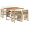 vidaXL 5-tlg. Garten-Essgruppe mit Kissen Beige Poly Rattan