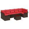 vidaXL Gartensofa-set 8 stk. Beige und Rot Poly-Rattan