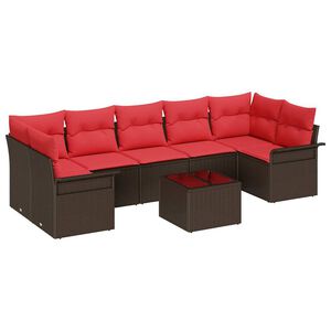 vidaXL Gartensofa-set 8 stk. Beige und Rot Poly-Rattan