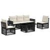 vidaXL Gartensofa-set 6 stk. Schwarz und Cremewei&szlig; Poly-Rattan
