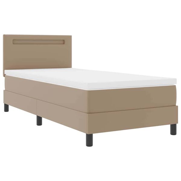 vidaXL Boxspringbett mit Matratze Cappuccino 90 x 190 cm Kunstleder