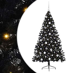 vidaXL K&uuml;nstlicher vorbeleuchteter Weihnachtsbaum Schwarz 180 cm PVC
