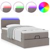 vidaXL Ottoman-Bett mit Matratze & LEDs Taupe 80x200 cm Stoff