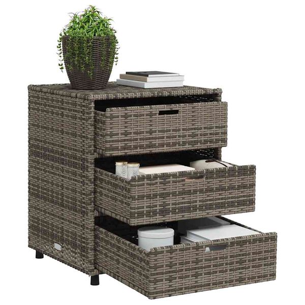 vidaXL Gartenschrank Grau 55x59x69 cm Poly Rattan