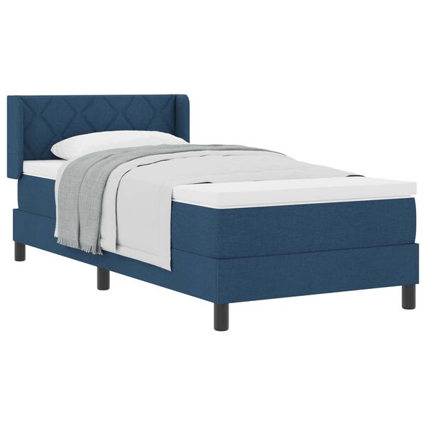 vidaXL Boxspringbett mit Matratze Blau 200 x 100 cm Polyester