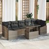 vidaXL Garten-Sofa-Set mit Kissen mit Speicher 8 pcs Grau Poly-Rattan
