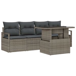 vidaXL Garten-Sofa-Set mit Speicher 5 pcs Grau Poly Rattan