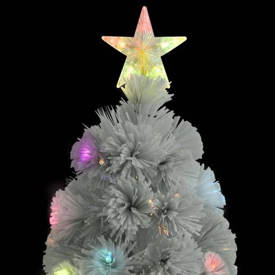 vidaXL Künstlicher Weihnachtsbaum mit Beleuchtung Weiß 210cm Glasfaser