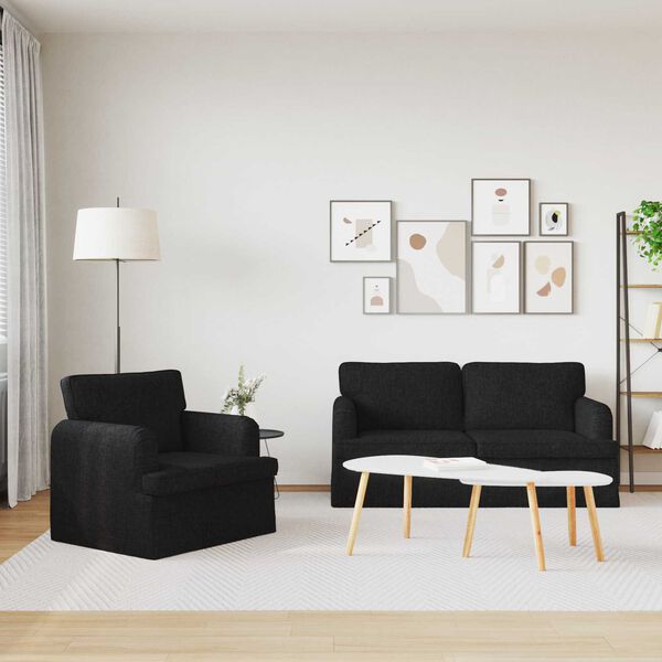 vidaXL Sofa 140cm 2 pcs Schwarz Metall