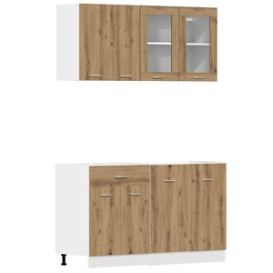 vidaXL 4-tlg. K&uuml;chenschrank-Set Lyon Artisan-Eiche Holzwerkstoff