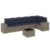 vidaXL 7-teiliges Gartensofa-Set mit Kissen, grau, Polyrattan