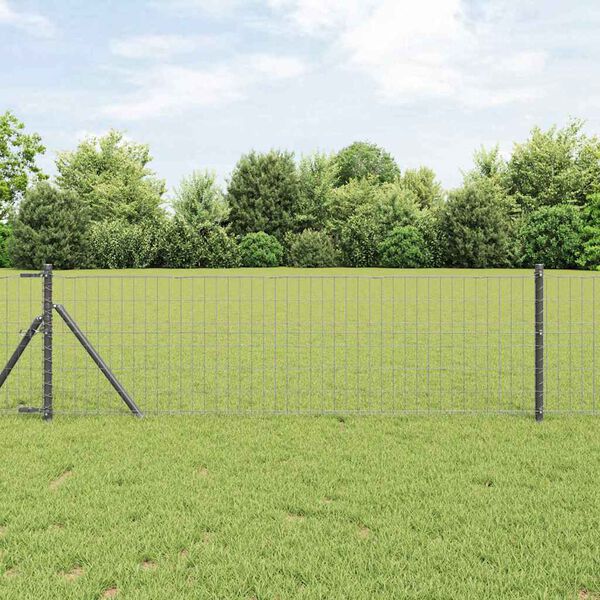 vidaXL Eurozaun Grau 0,8 x 25 m PVC-beschichtetes Eisen