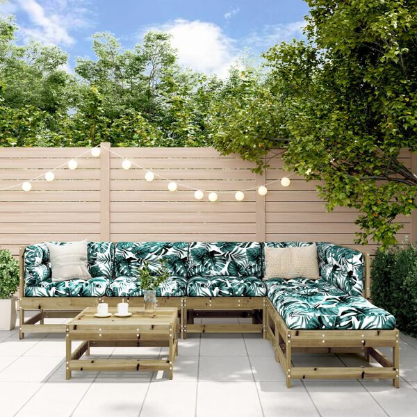 vidaXL 7-tlg. Garten-Lounge-Set mit Kissen Impr&auml;gniertes Kiefernholz