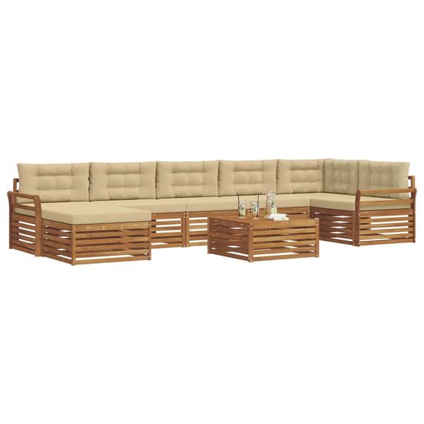 vidaXL Outdoor-Sofagarnitur 8 pcs Natur und Beige Massivholz Akazie