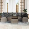 vidaXL Gartensofa-set mit Kissen mit Speicher 8 pcs Grau Poly Rattan