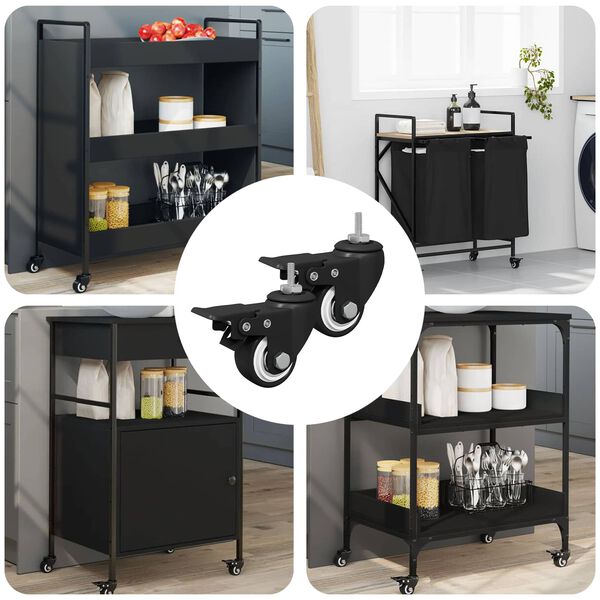 vidaXL Rollen 2 pcs Schwarz M6 x 37 mm Eisen und Nylon