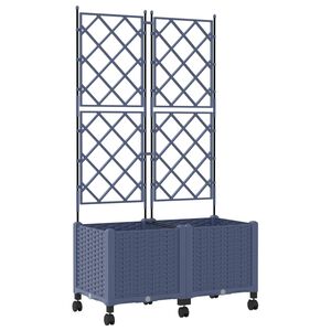 vidaXL Pflanzk&uuml;bel mit Spalier und R&auml;dern 2 stk. Grau 80 x 40 x 149 cm