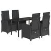 vidaXL 5-tlg. Garten-Essgruppe mit Kissen Schwarz Poly Rattan