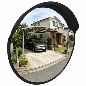 vidaXL Konvexer Verkehrsspiegel f&uuml;r den Au&szlig;enbereich Schwarz &Oslash;45 cm Polycarbonat