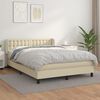 vidaXL Boxspringbett mit Matratze Creme 140x190 cm Kunstleder