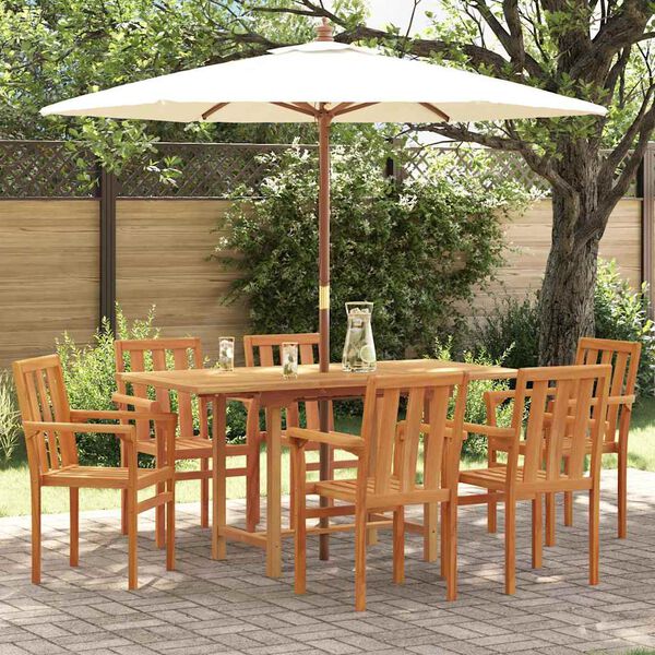 vidaXL Garten Essgruppe 7 pcs Braun Massivholz Teak