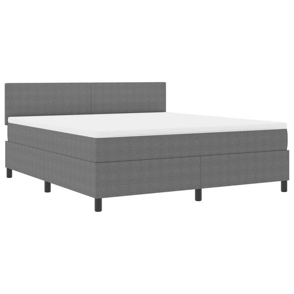 vidaXL LED Boxspringbett Hellgrau und Wei&szlig; 180 x 200 cm Cordstoff